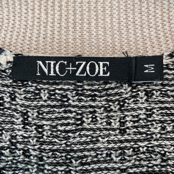 NIC + ZOE Flared Striped Cotton Blend Open Front Cardigan. Size M - Picture 4 of 6